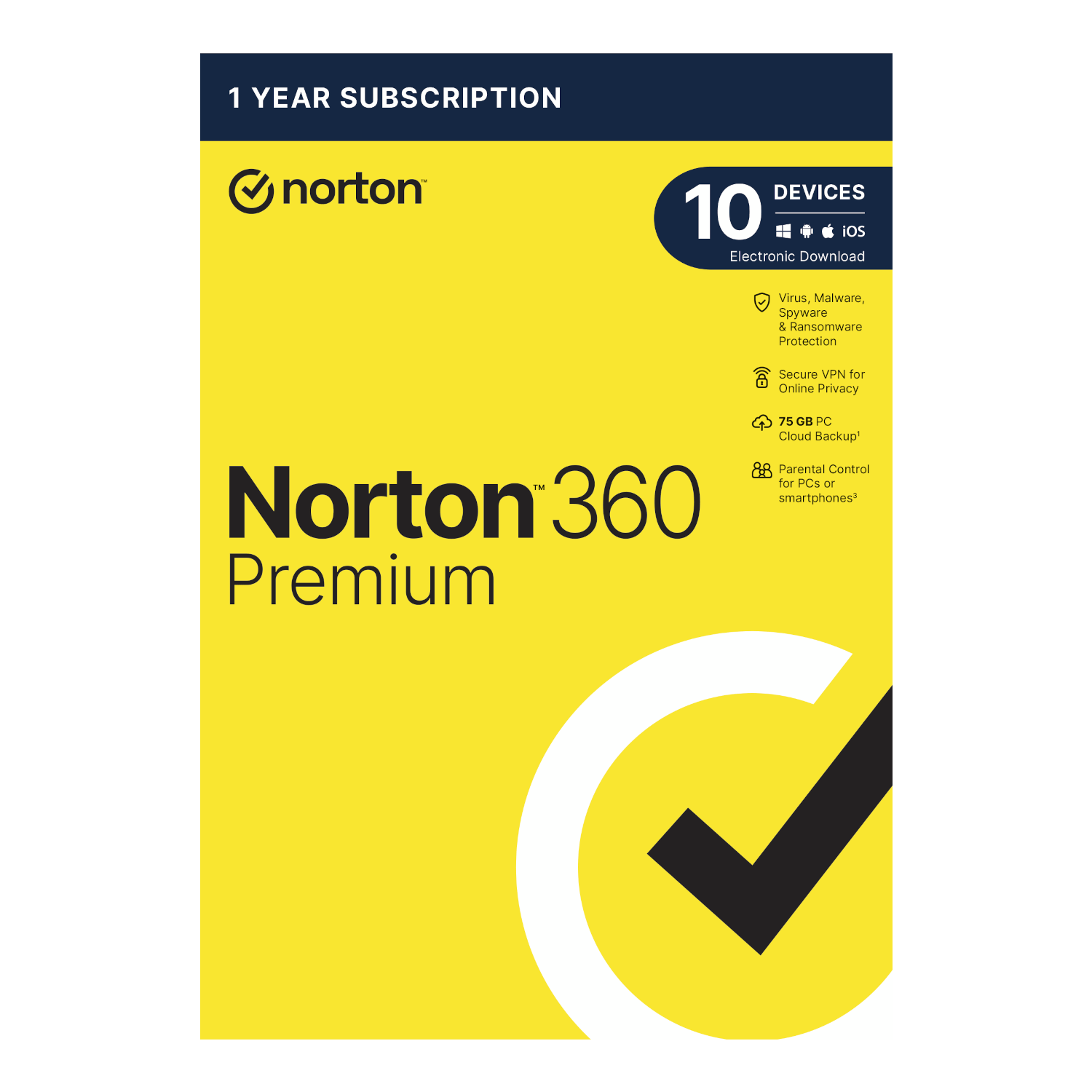 Norton 360 Premium 75Gb AF 1 User 10 Device 12 Months