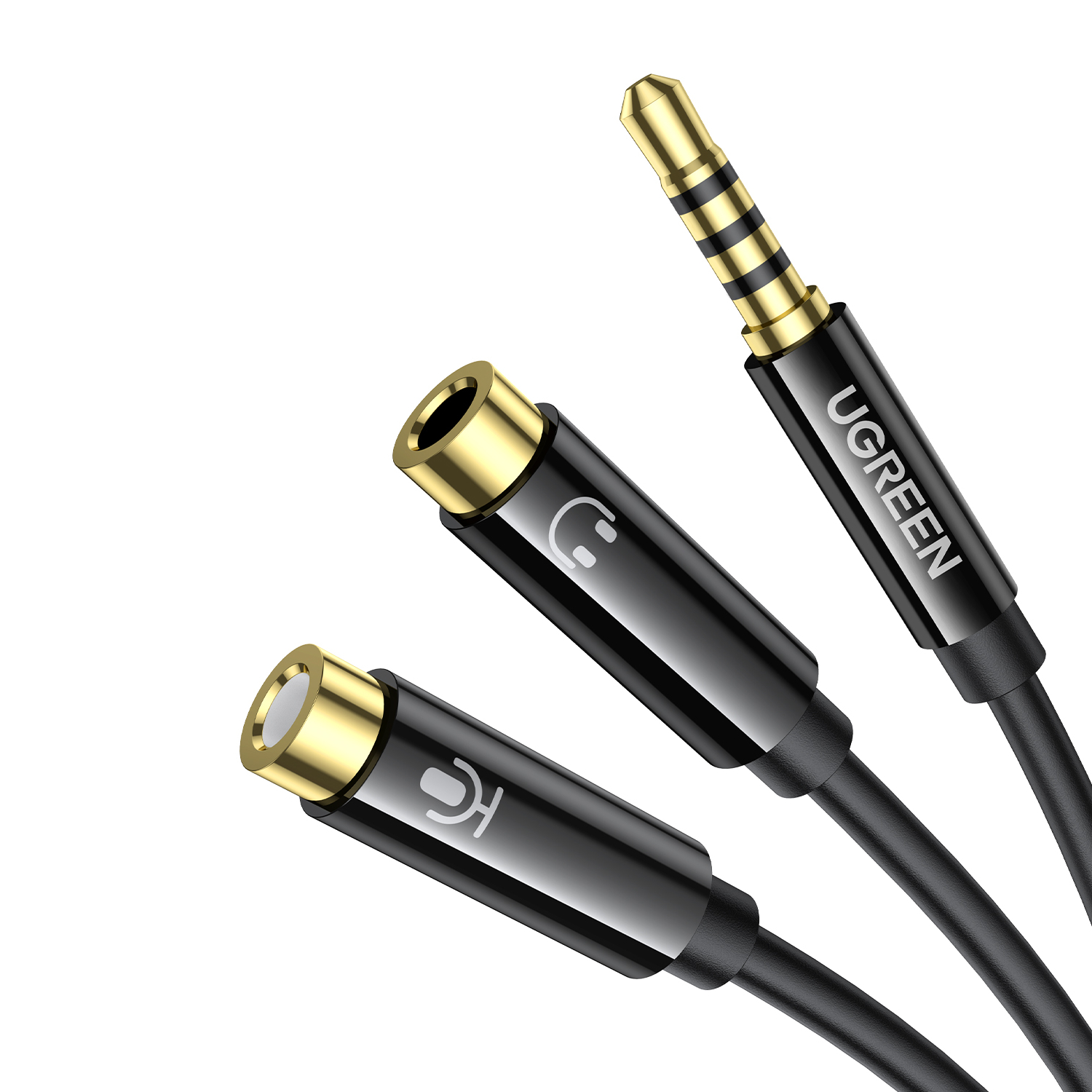 UGREEN 3.5mm Male to 2 Female Audio Cable ABS Case (Black)