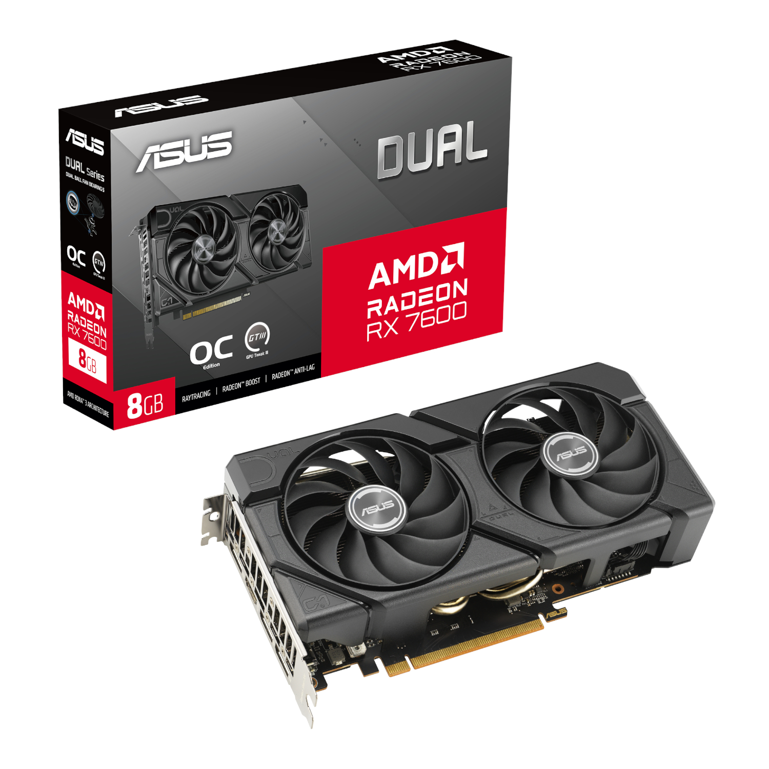ASUS Radeon RX7600 Dual OC EVO Edition 8G GDDR6 128-BIT Graphics Card