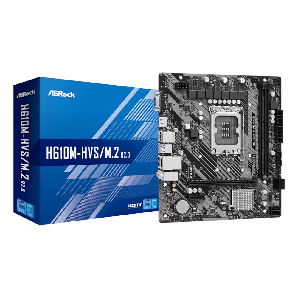 ASRock H610M-HVS/M.2 R2.0  Intel LGA 1700 MATX Gaming Motherboard