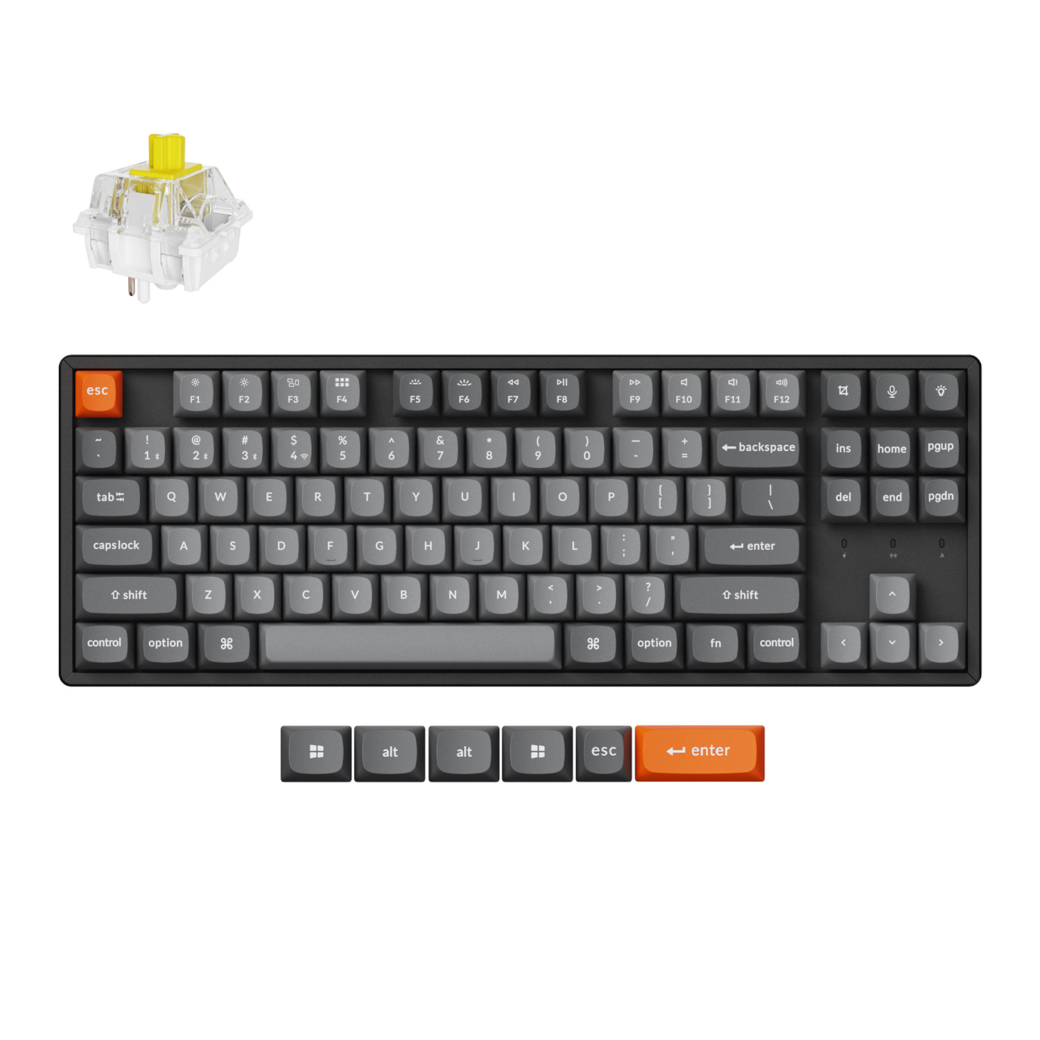 Keychron K8 Max 80% TKL Super Banana Switches Hot-Swap Normal Profile RGB Wireless Keyboard
