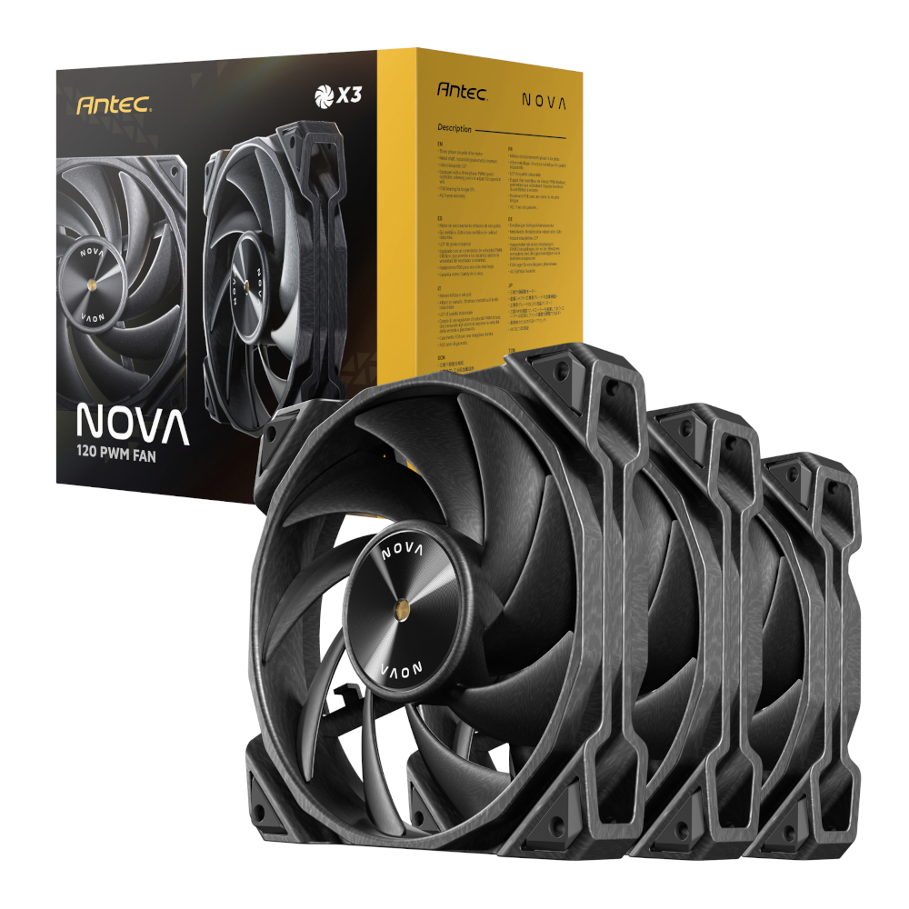 Antec NOVA PWM 120mm Case Fan 3 Pack Black