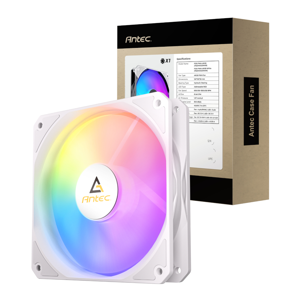 Antec P12 PWM 120mm ARGB Reverse Case Fan White