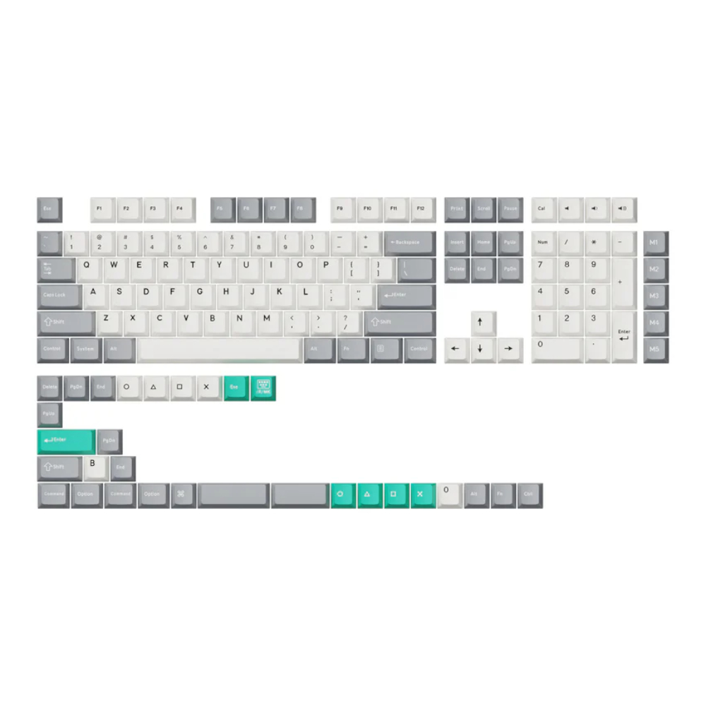 Keychron Cherry Profile PBT Full Keycap Set - Grey White Mint