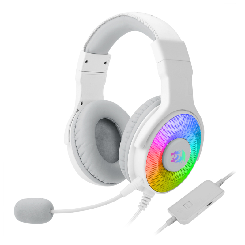 REDRAGON Over-Ear PANDORA USB (Power Only)|Aux (Mic & Headset) RGB Gaming Headset - White