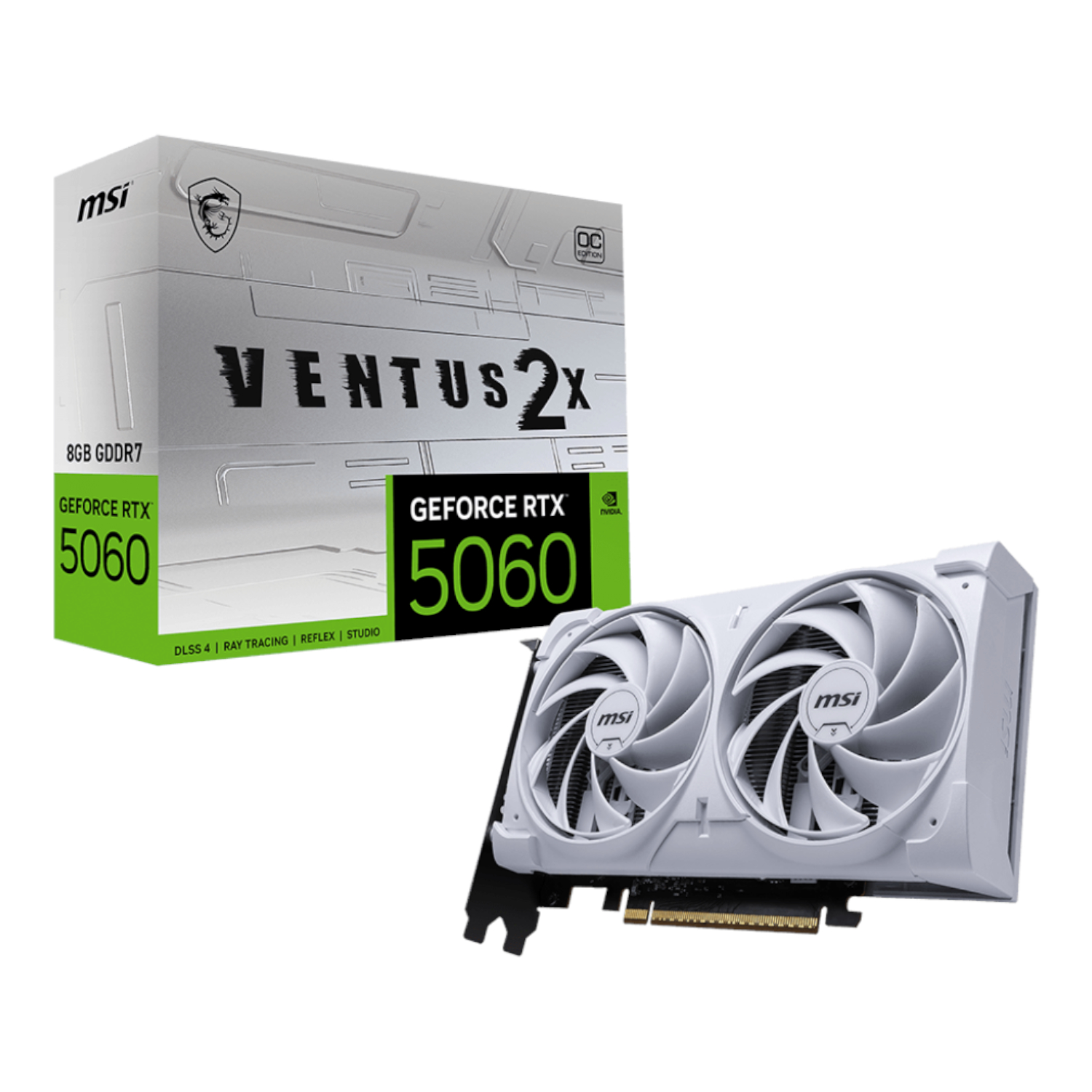 MSI Nvidia GeForce RTX 5060 VENTUS 2X OC 8GB Graphics Card - White
