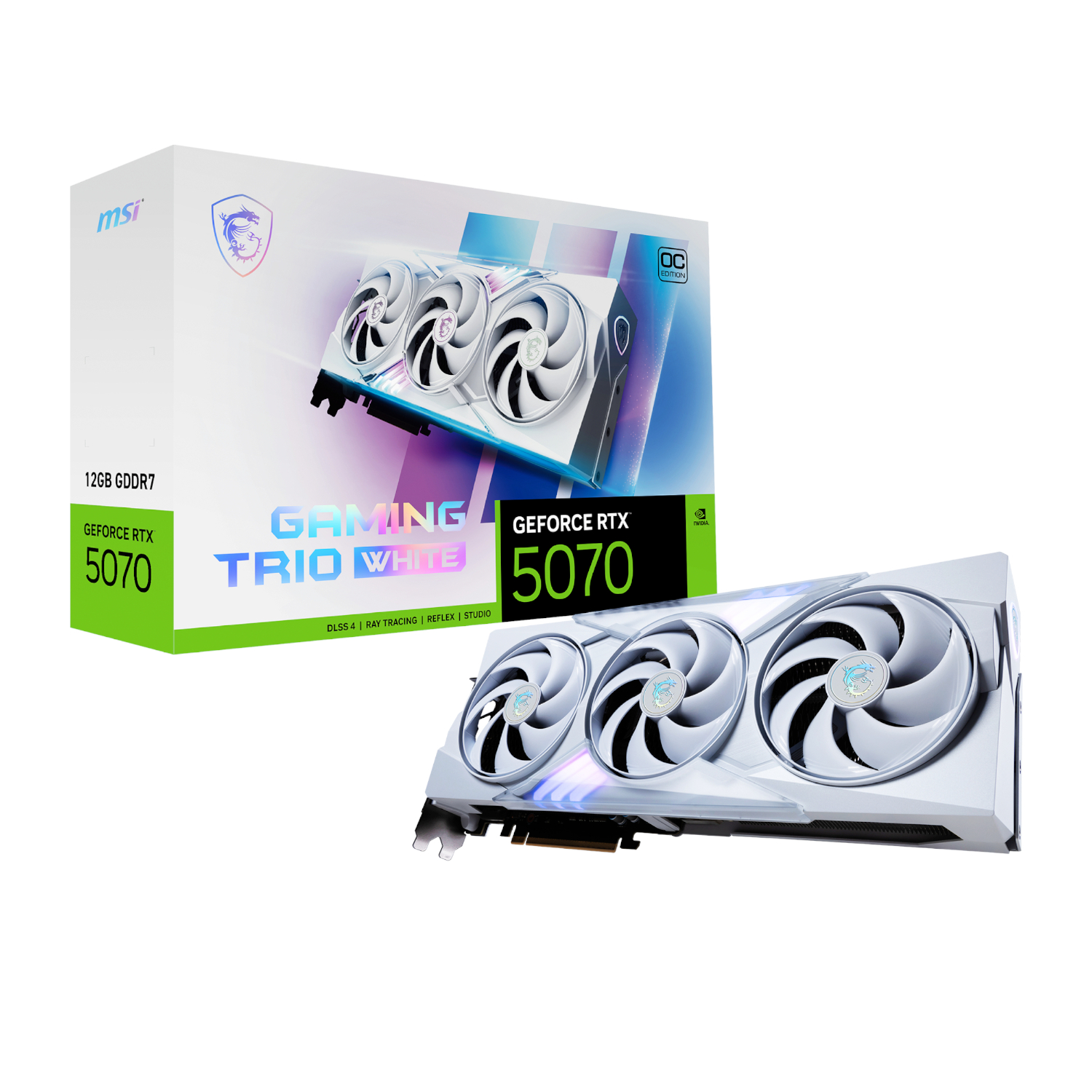 MSI Nvidia GeForce RTX 5070 Gaming Trio OC 12GB GDDR7 Graphics Cards White