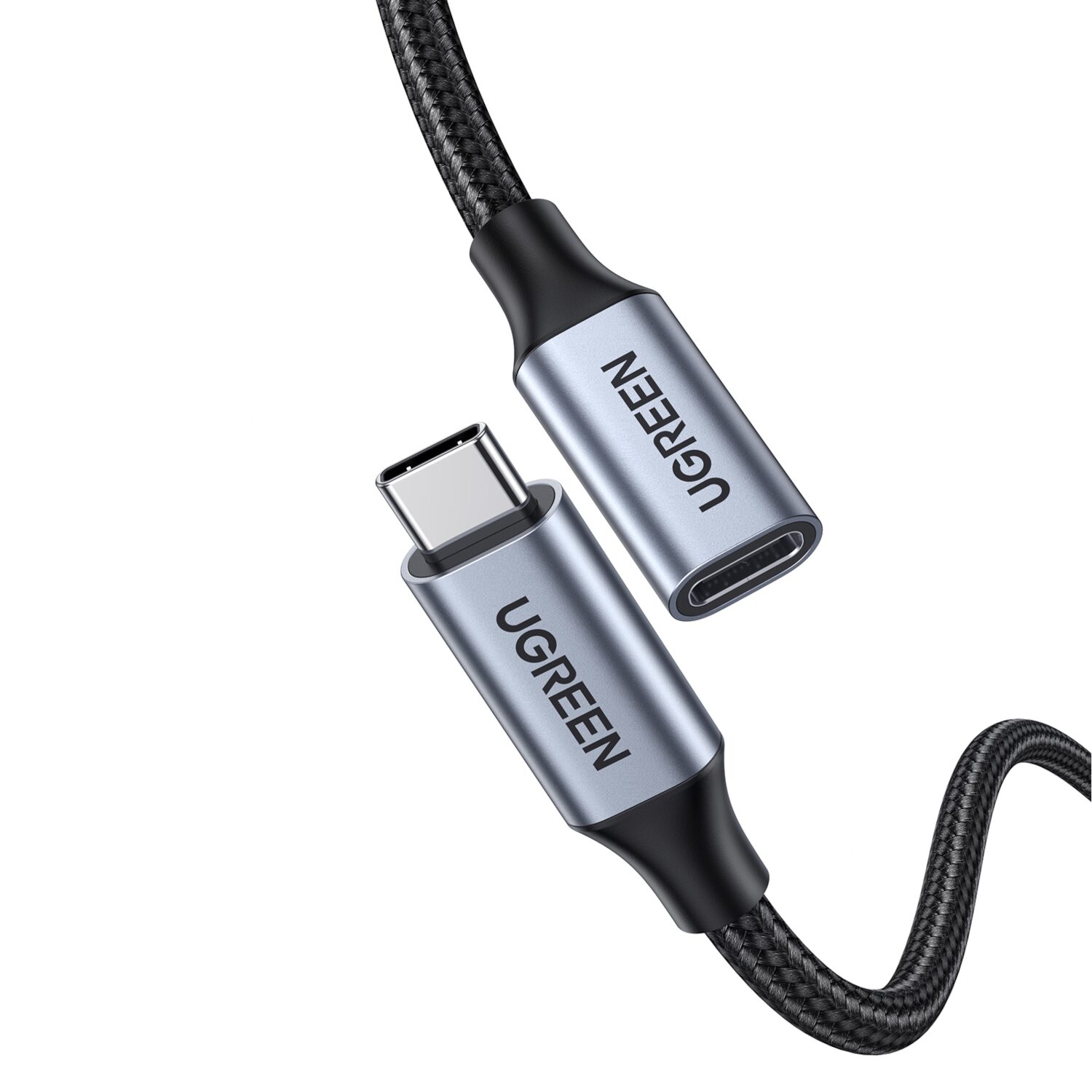 UGREEN USB-C Male to USB-C Female Gen2 Alu Case Braided Extension Cable 1m (Space Gray)